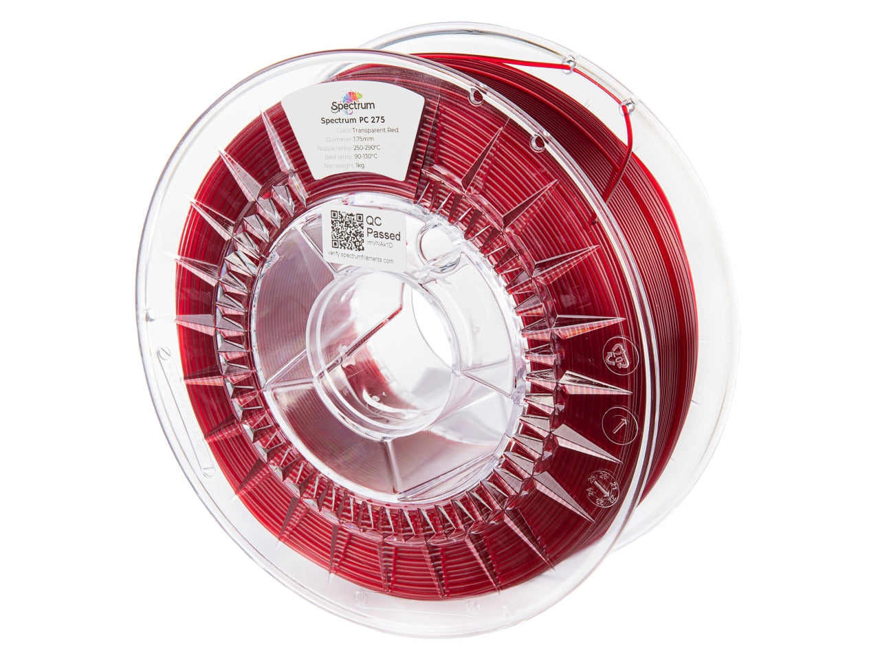 Filament Spectrum PC 275 1.75mm TRANSPARENT RED 1kg