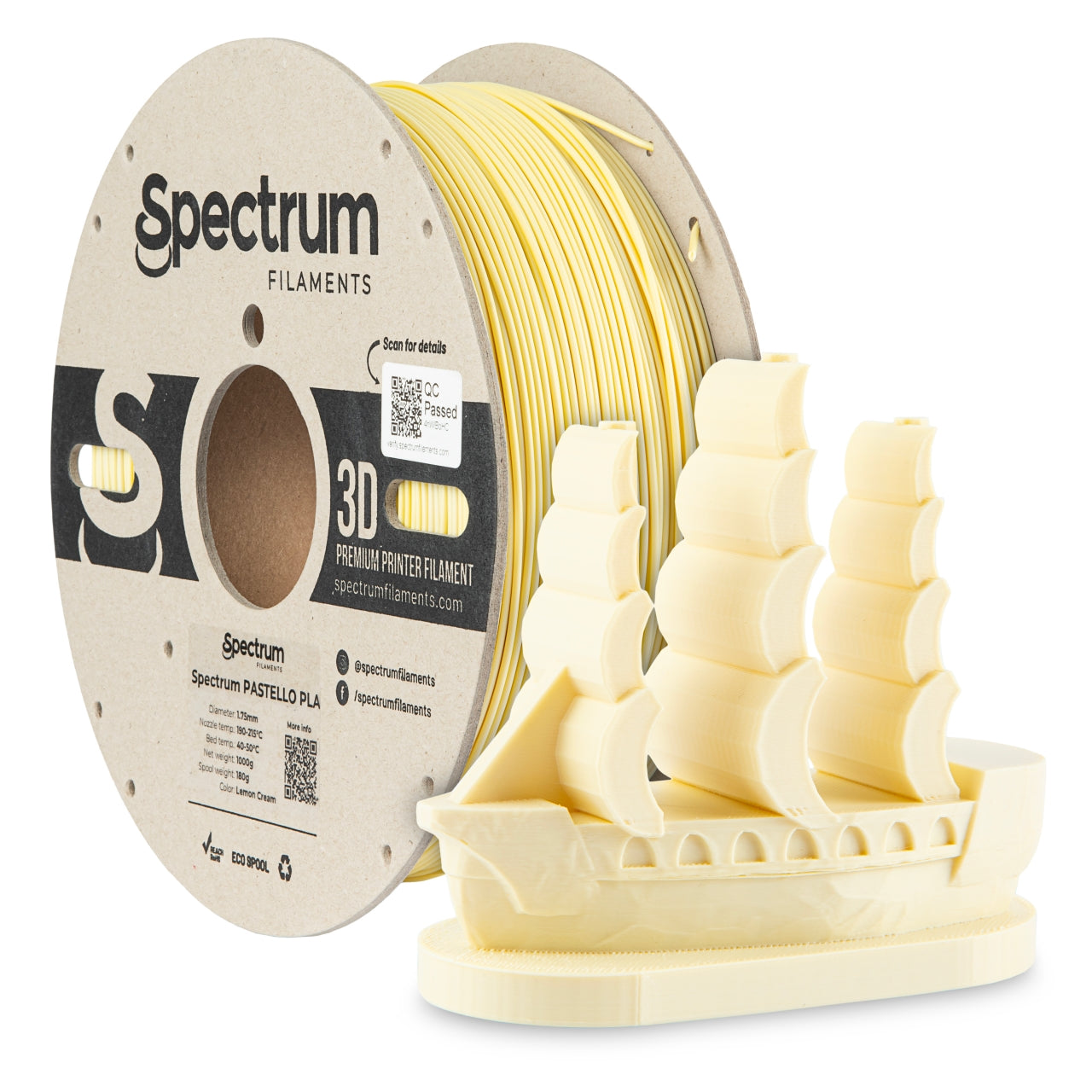 Filament Spectrum Pastello PLA 1.75mm LEMON CREAM 1kg